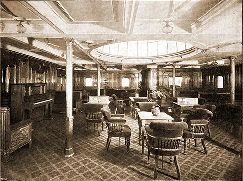 Second Class Drawing Room on the RMS Mauretania, 1907.