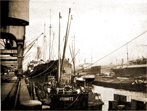 Crowded Section of Hamburg's Harbor.