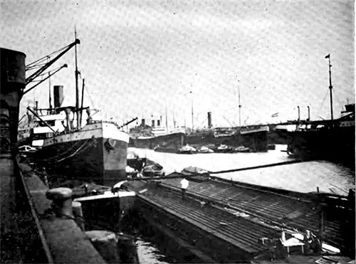 Busy Scene In Hamburg's Docks.