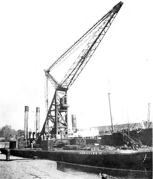 Floating Barge Crane "Hercules" with a Maximum Lifting Capacity of 50 Tons.
