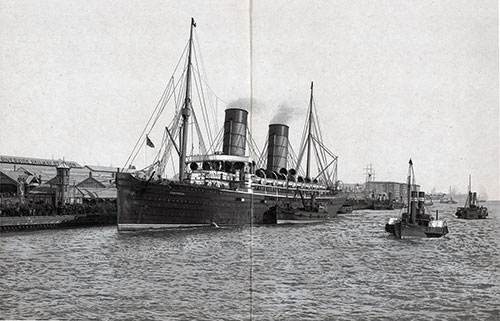 The Cunard Campania Mail Steamer at the Landing Stage
