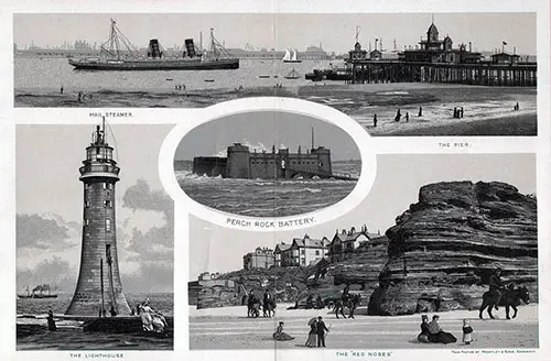 Mail Steamer; The Pier; The Red Noses; The Lighthouse; Perch Rock Battery