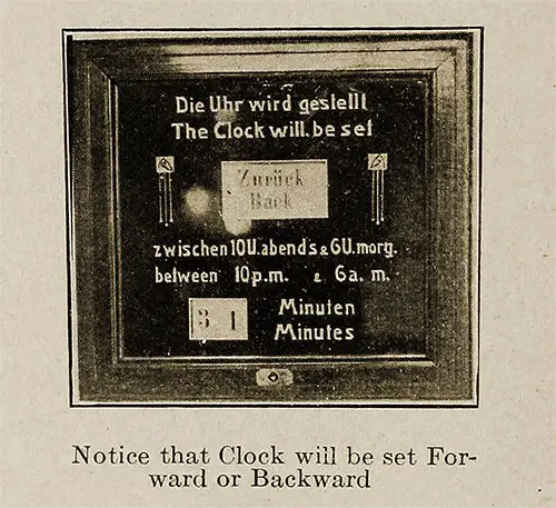 Official Time Clock of an Ocean Liner. Notice That the Clock Will Be Set Forward or Backward.