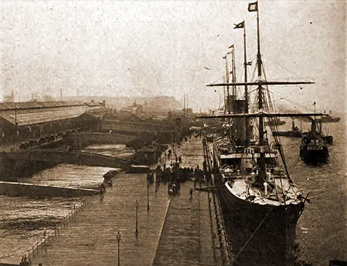 A Busy Scene at the Landing Stage at Riverside Station, Liverpool.