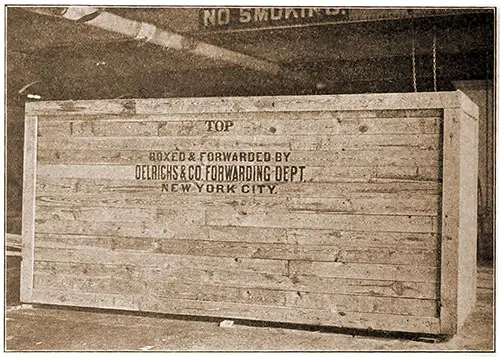 Crated Automobile Ready for the Cargo Hold of an Ocean Liner. The Scientific American Handbook of Travel, 1910.