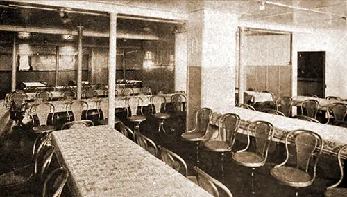 The Steerage Dining Room Is Far From an Unattractive Place on a Modern Ocean Liner.