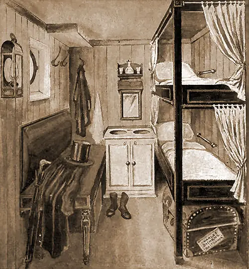 Illustration of the Cabin Occupied by Charles Dickens, Who Went to New York in the Cunard Steamer RMS Britannia in 1842, was Evidently not Enamoured of England's Premier Steamship Line.