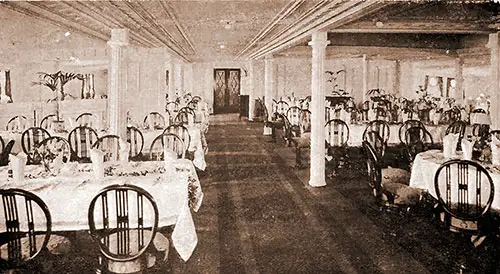 Second Cabin Dining Room on the RMS Franconia, 1913.