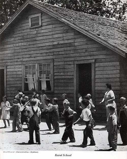 hildren Playing Outside at a Rural School During the Depression.