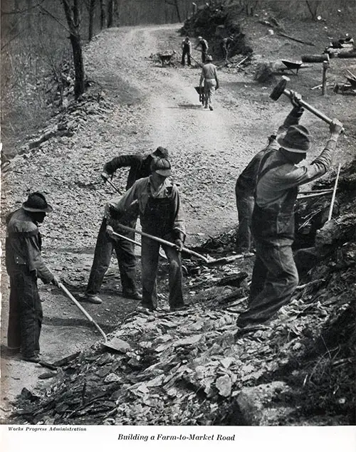 WPA Workers Building a Farm-To-Market Road. Photograph by the Works Progress Administration.