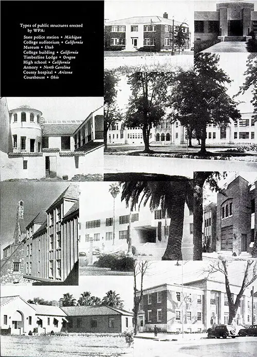 Collage of the Types of Public Structures Erected by WPA.