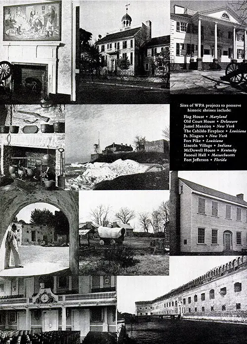 Collage of the Sites of WPA Projects to Preserve Historic Shrines.