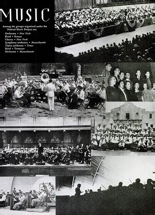 Collage of Groups Organized Under the WPA Federal Music Project.