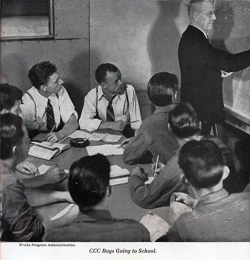 CCC Boys Going to School. Photograph by the Works Progress Administration.