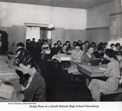 Study Hour in a South Dakota High School Dormitory. Photograph by the Works Progress Administration.