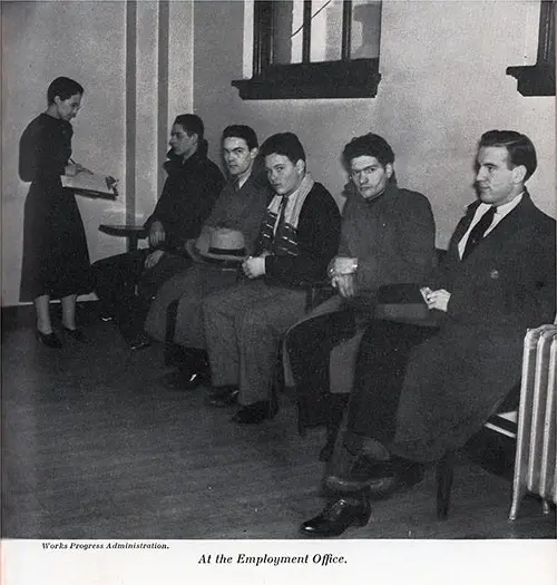 Young Americans Sit Patiently at the Employment Office During the Depression.