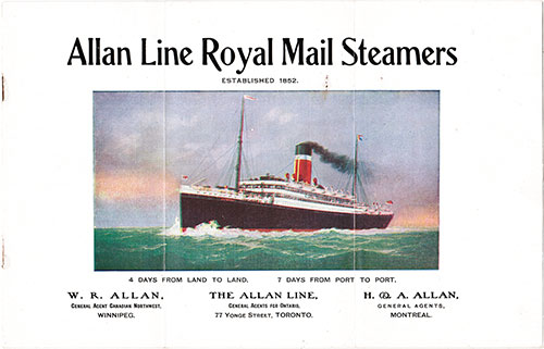 1907 Second Cabin Brochure from the Allan Line Royal Mail Steamers