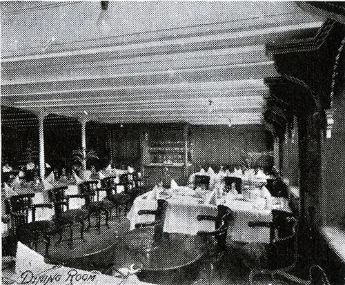 Dining Room of an American Line Steamer circa 1907