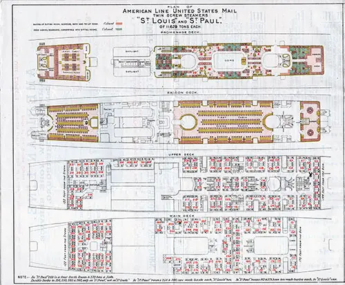 Deck Plan of the SS St.Louis and the SS St. Paul of the American Line.