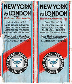Cover - American Merchant Lines New York to London - The Economical Way to Europe. Published November 1932