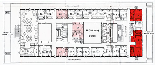 Plan of the Promenade Deck for all American Merchant Line Steamships