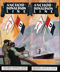 Front Cover, Anchor-Donaldson Line Bropchure on the Steamships Letitia and Athenia - 1926.