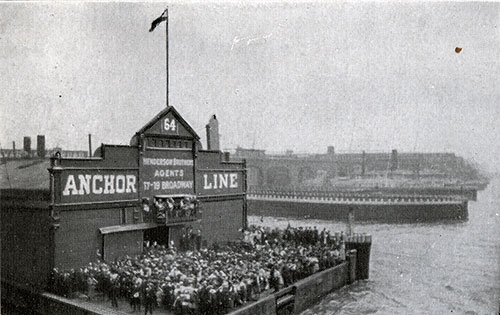 Sailing Day Anchor Line Wharf. Pier No. 64. North River. Foot of West Twenty-Fourth Street, New York