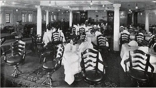 First Cabin Dining Room on an Anchor Line Steamship