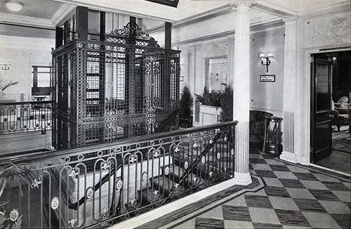 Main Staircase and Lift of the Caledonia.
