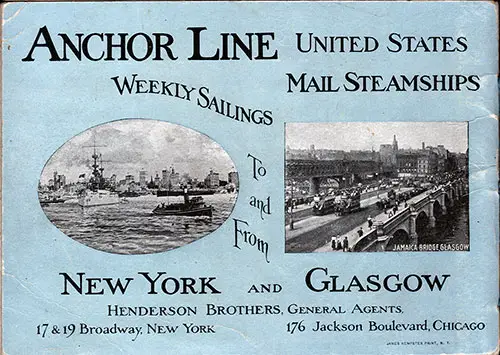 Back Cover, Anchor Line Transatlantic Steamships. Tours in Ireland, Scotland, and England.