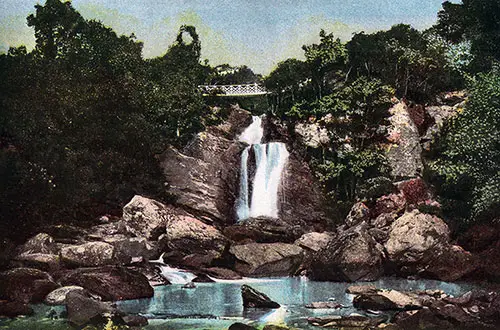 View of Inversnaid Falls in Loch Katrine circa 1900