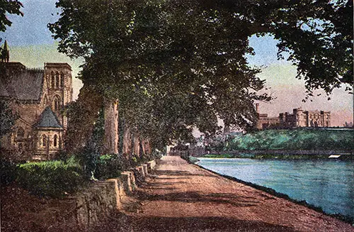 Iverness Cathedral and Castle from the Ness circa 1900