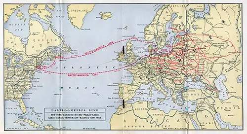 Route Map of the Baltic America Line (1920s)