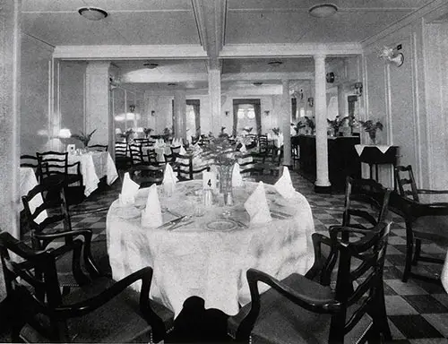 View of the Dining Saloon on a Baltimore Mail Line Steamship