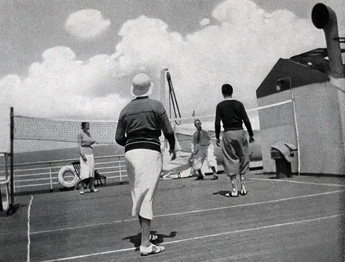 Passengers Playing Deck Tennis on a Baltimore Mail Line Steamship