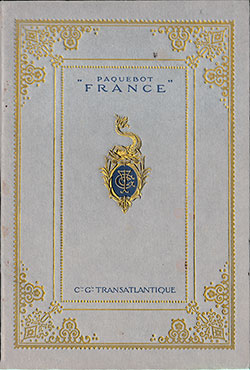 Couverture, Paquebot France de la Compagnie Générale Transatlantique