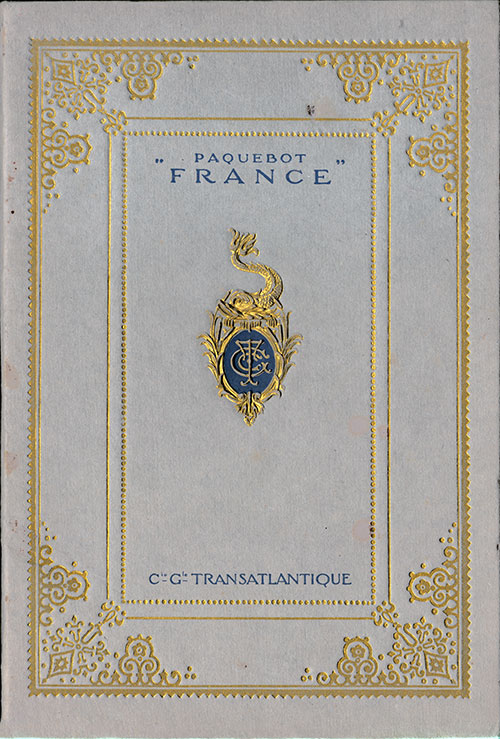 Couverture, Paquebot France de la Compagnie Générale Transatlantique