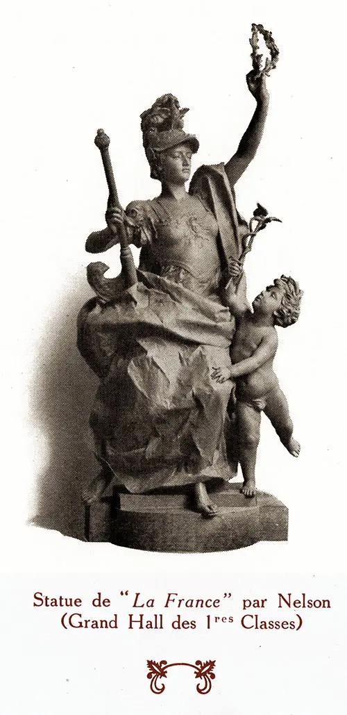 Statue de "La France" par Nelson - Grand Hall des Premières Classes.
