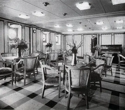 The Third Class Lounge on the SS Lafayette is Light and Comfortable.