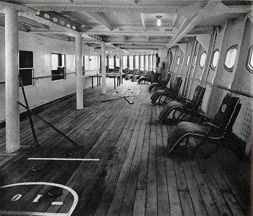 The Deck of the Normandie Third Class Lends Itself to Games and Repose