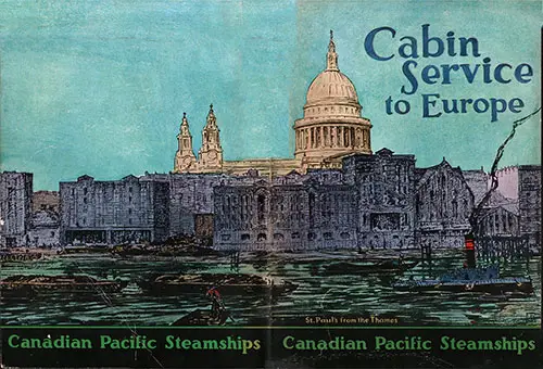 Cover, Cabin Service to Europe via the Canadian Pacific Steamships Brochure.