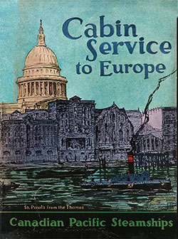 Cover, Cabin Service to Europe via the Canadian Pacific Steamships Brochure.