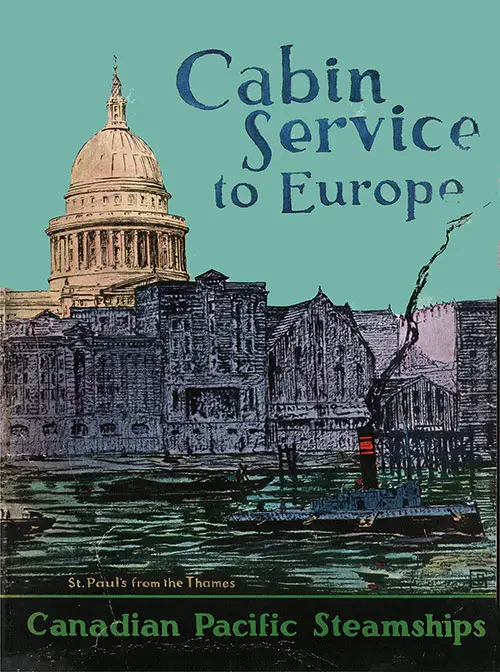 Front Cover, Cabin Service to Europe via the Canadian Pacific Steamships.