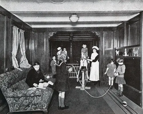 Children Playing in a Cabin Class Playroom on a CPOS Steamship