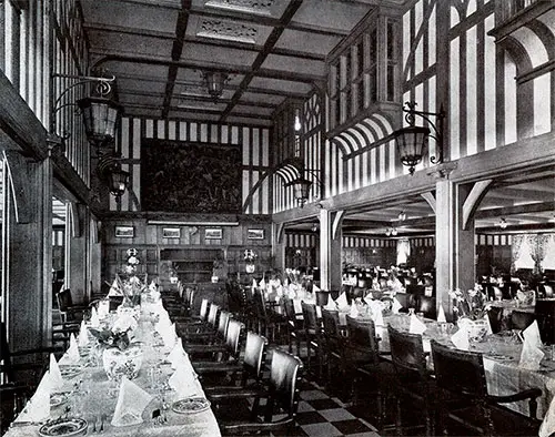 Partial View of the Elegant Cabin Class Dining Room on a CPOS Steamship