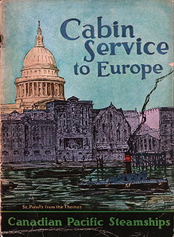 Front Cover, Cabin Service To Europe - 1927