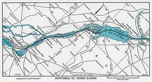 Map of St. Lawrence River, Montreal to Three Rivers.