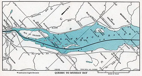 Map of the St. Lawrence River from Québec to Murray Bay, 1948.