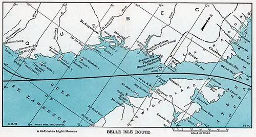 Map of St. Lawrence Seaway -- Belle Isle Route.