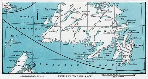 Map of the Gulf of St. Lawrence, Cape Ray to Cape Race.